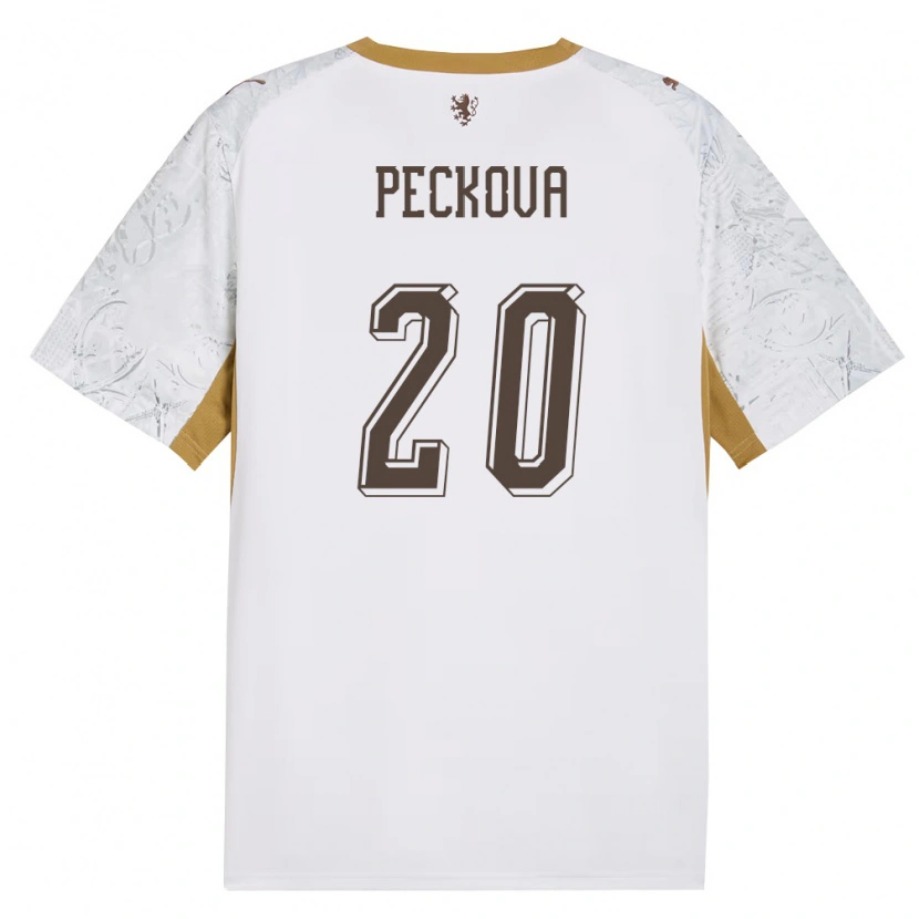 Danxen Hombre Camiseta Chequia Alena Pěčková #20 Marfil Oro Gris 2ª Equipación 26-28 La Camisa