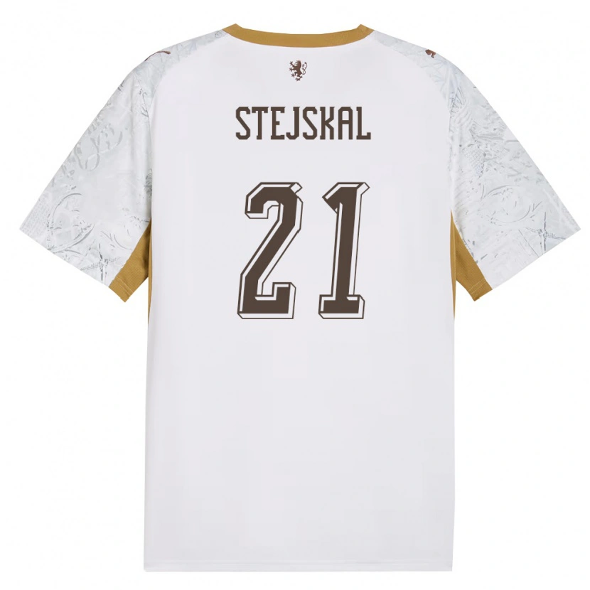 Danxen Hombre Camiseta Chequia Ondrej Stejskal #21 Marfil Oro Gris 2ª Equipación 26-28 La Camisa