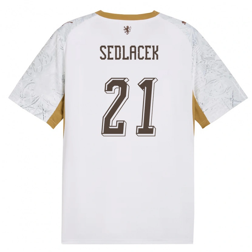 Danxen Hombre Camiseta Chequia Alexandr Sedlacek #21 Marfil Oro Gris 2ª Equipación 26-28 La Camisa