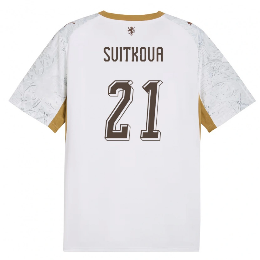 Danxen Hombre Camiseta Chequia Kateřina Svitková #21 Marfil Oro Gris 2ª Equipación 26-28 La Camisa