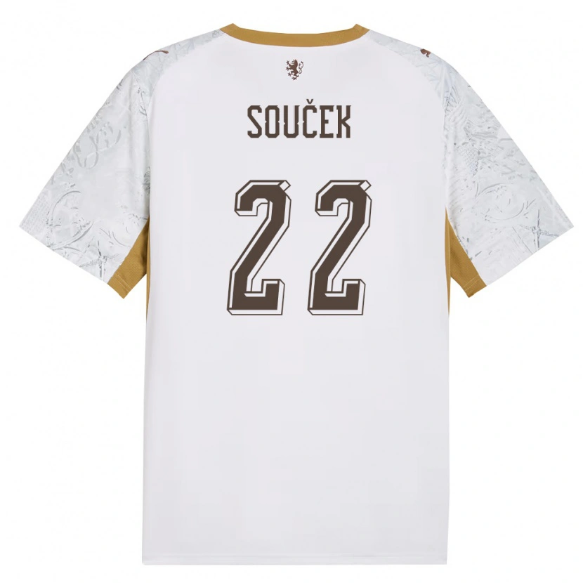 Danxen Hombre Camiseta Chequia Tomáš Souček #22 Marfil Oro Gris 2ª Equipación 26-28 La Camisa