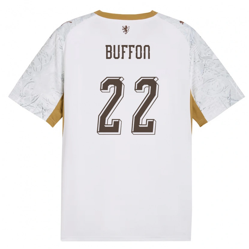 Danxen Hombre Camiseta Chequia Louis Buffon #22 Marfil Oro Gris 2ª Equipación 26-28 La Camisa