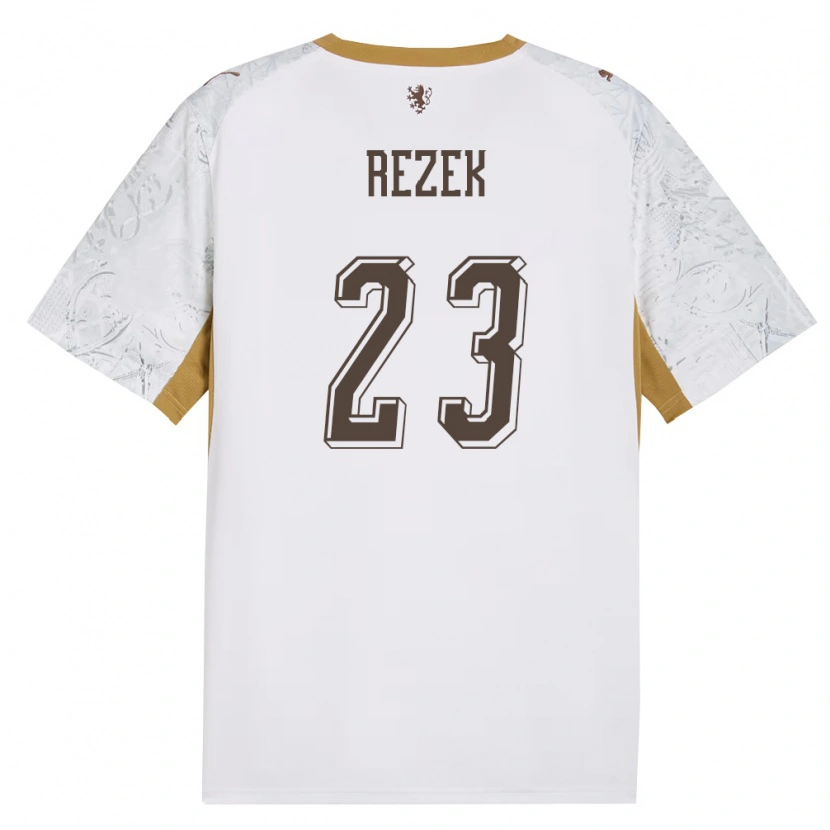 Danxen Hombre Camiseta Chequia Adam Rezek #23 Marfil Oro Gris 2ª Equipación 26-28 La Camisa