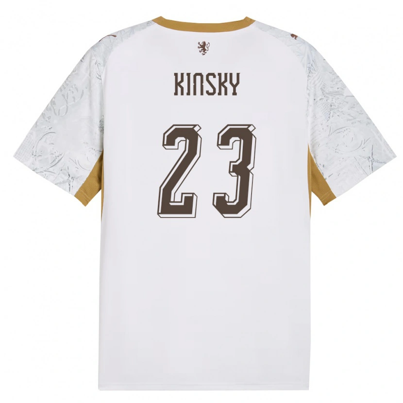 Danxen Hombre Camiseta Chequia Antonin Kinsky #23 Marfil Oro Gris 2ª Equipación 26-28 La Camisa