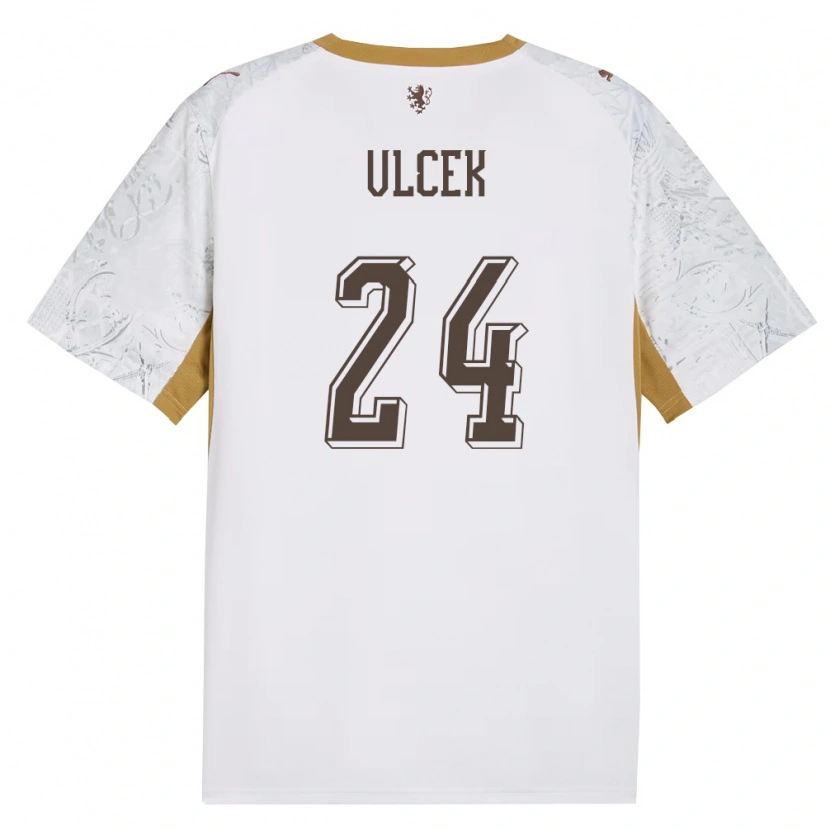 Danxen Hombre Camiseta Chequia Tomas Vlcek #24 Marfil Oro Gris 2ª Equipación 26-28 La Camisa