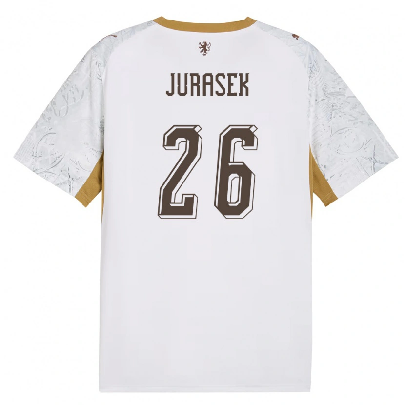 Danxen Hombre Camiseta Chequia Matej Jurasek #26 Marfil Oro Gris 2ª Equipación 26-28 La Camisa