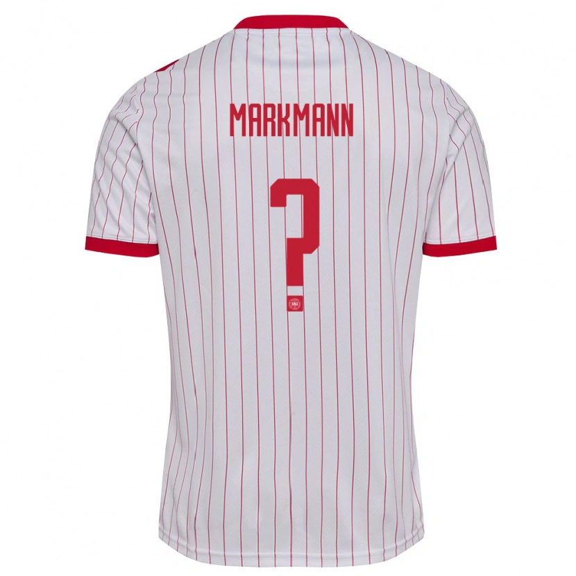 Danxen Hombre Camiseta Dinamarca Noah Markmann #0 Blanco Rojo 2ª Equipación 26-28 La Camisa