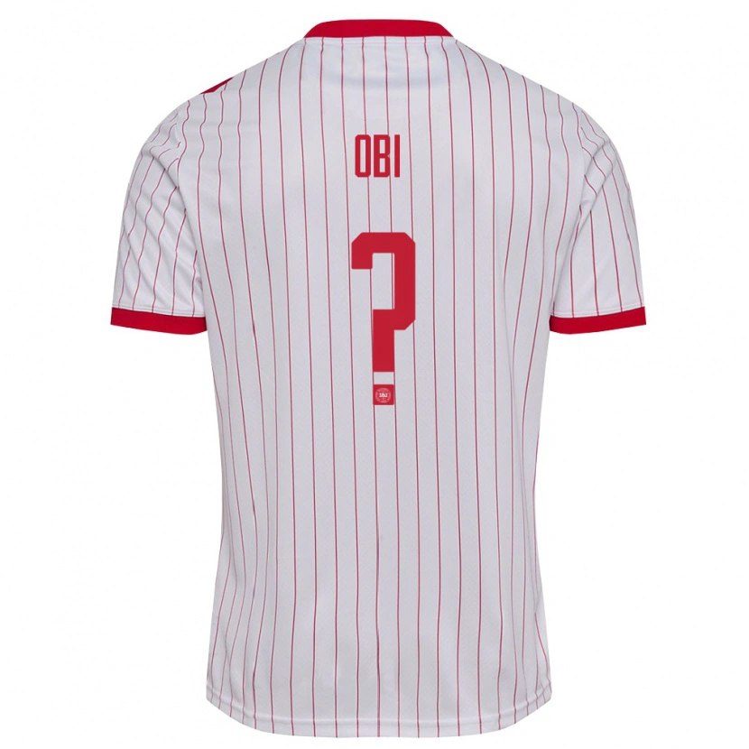Danxen Hombre Camiseta Dinamarca Chido Obi #0 Blanco Rojo 2ª Equipación 26-28 La Camisa