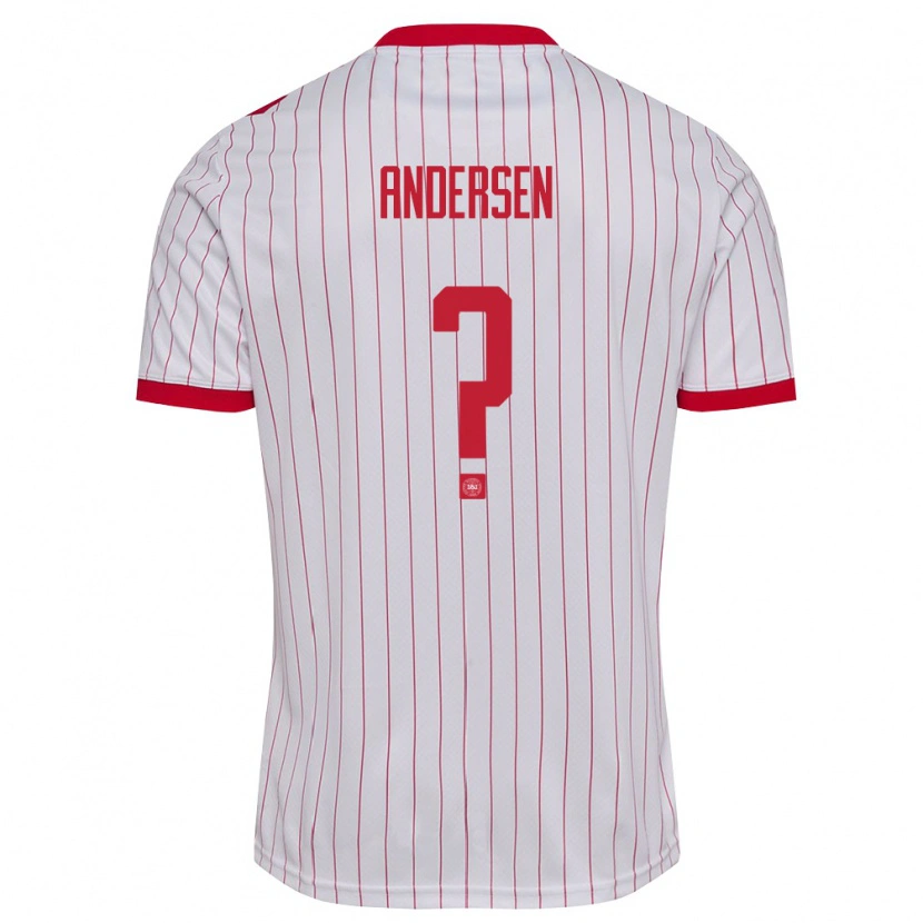 Danxen Hombre Camiseta Dinamarca Frej Elkjær #0 Blanco Rojo 2ª Equipación 26-28 La Camisa