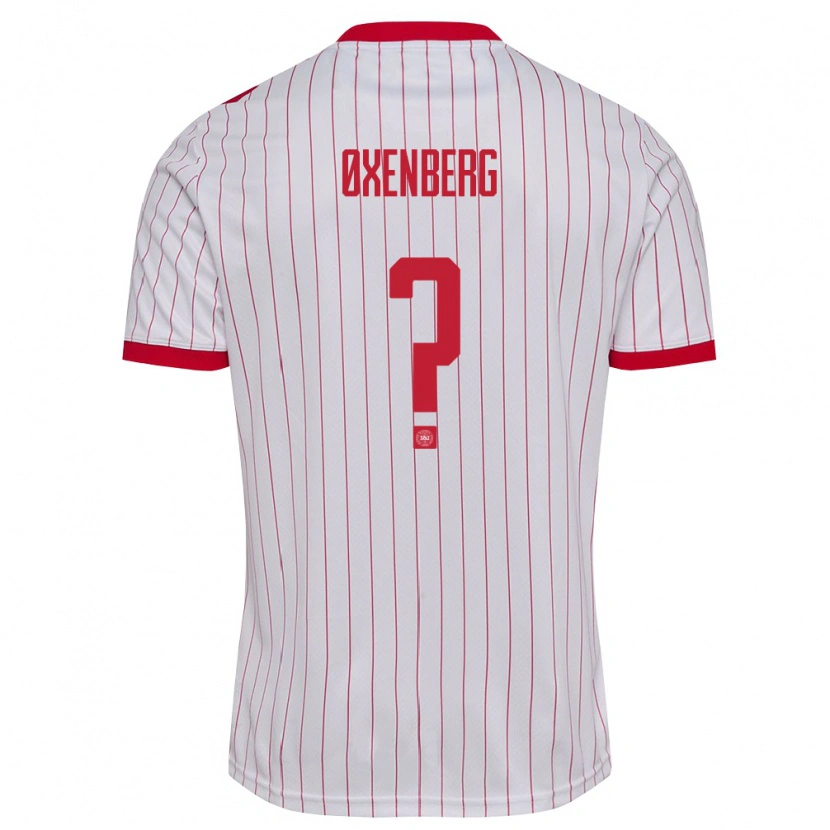 Danxen Hombre Camiseta Dinamarca Mikkel Øxenberg #0 Blanco Rojo 2ª Equipación 26-28 La Camisa