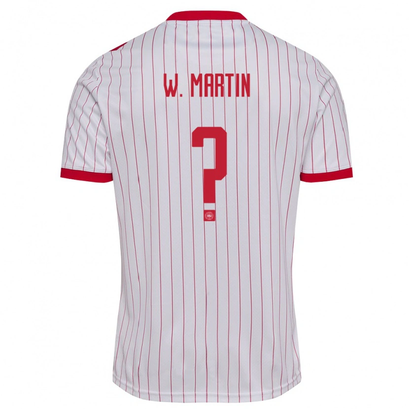 Danxen Hombre Camiseta Dinamarca William Martin #0 Blanco Rojo 2ª Equipación 26-28 La Camisa