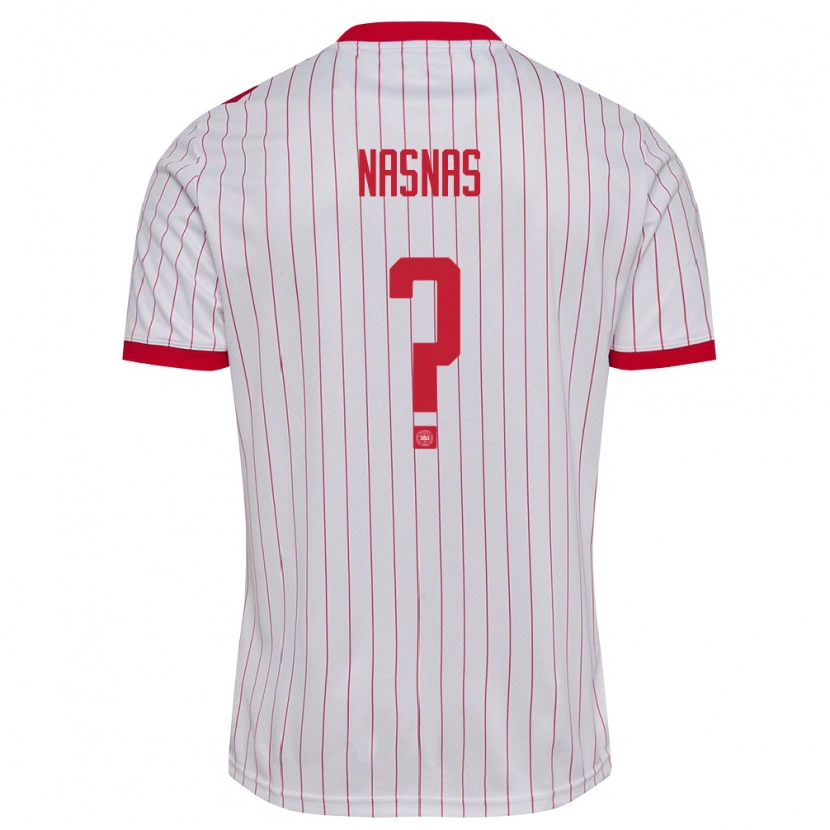 Danxen Hombre Camiseta Dinamarca Marvin Nasnas #0 Blanco Rojo 2ª Equipación 26-28 La Camisa