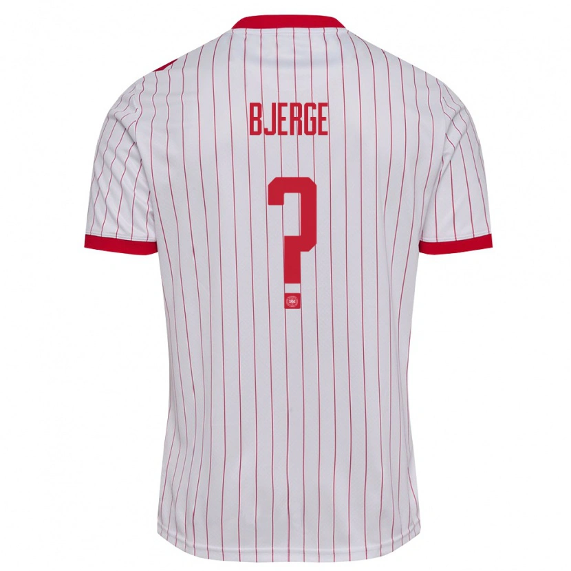 Danxen Hombre Camiseta Dinamarca Gustav Bjerge #0 Blanco Rojo 2ª Equipación 26-28 La Camisa
