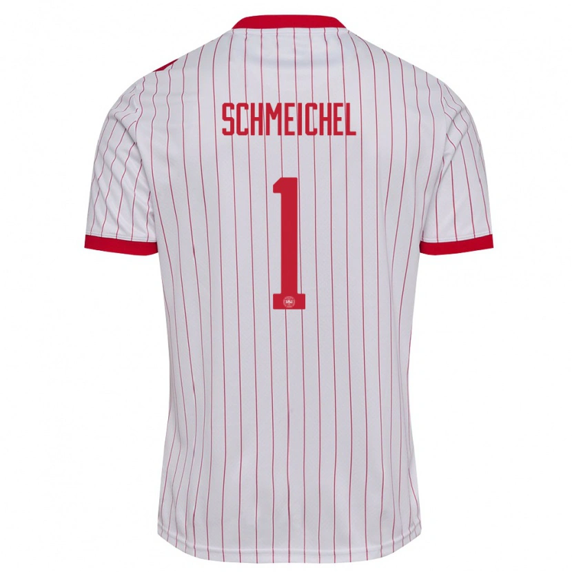 Danxen Hombre Camiseta Dinamarca Kasper Schmeichel #1 Blanco Rojo 2ª Equipación 26-28 La Camisa