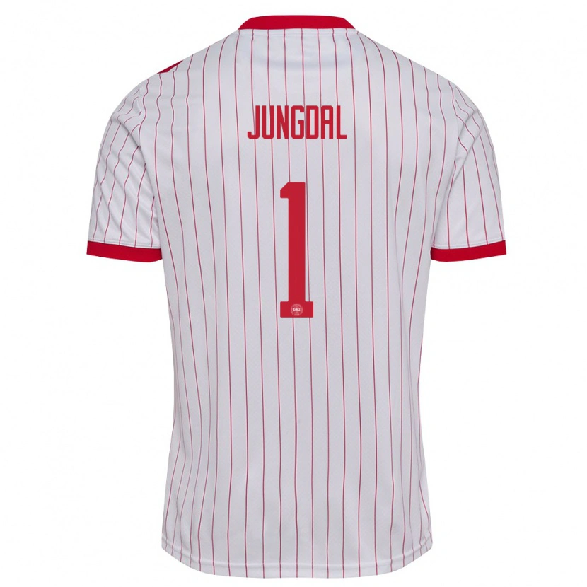 Danxen Hombre Camiseta Dinamarca Andreas Jungdal #1 Blanco Rojo 2ª Equipación 26-28 La Camisa