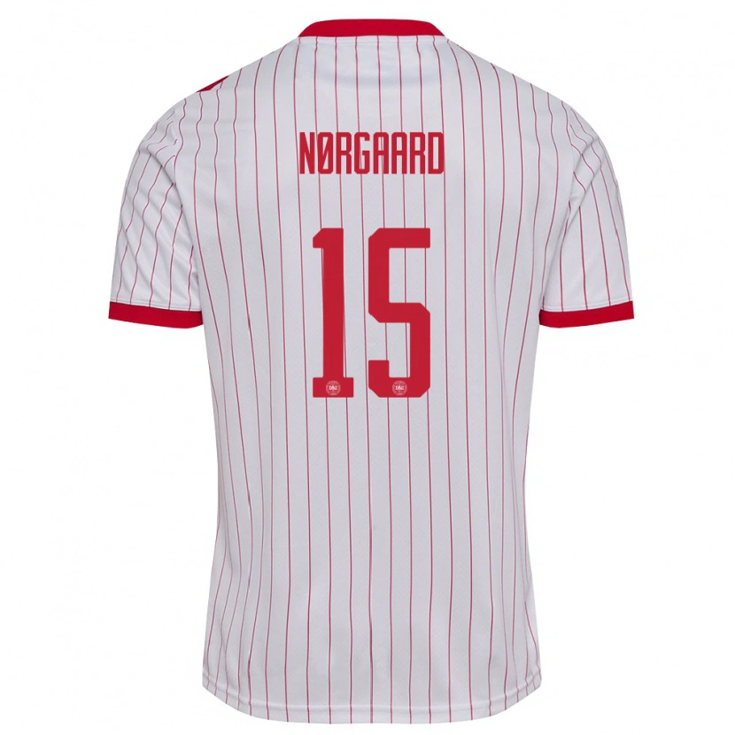 Danxen Hombre Camiseta Dinamarca Christian Nørgaard #15 Blanco Rojo 2ª Equipación 26-28 La Camisa