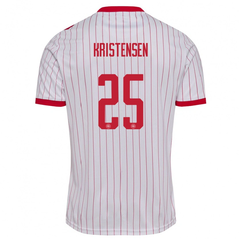Danxen Hombre Camiseta Dinamarca Rasmus Kristensen #25 Blanco Rojo 2ª Equipación 26-28 La Camisa