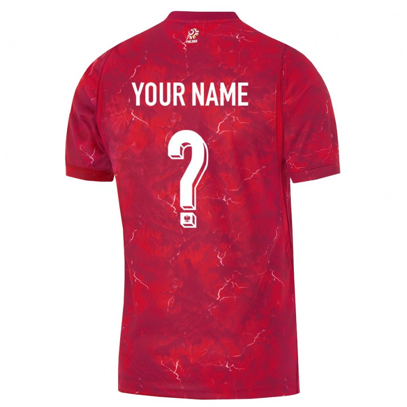 Danxen Hombre Camiseta Polonia Su Nombre #0 Rojo Blanco 2ª Equipación 26-28 La Camisa