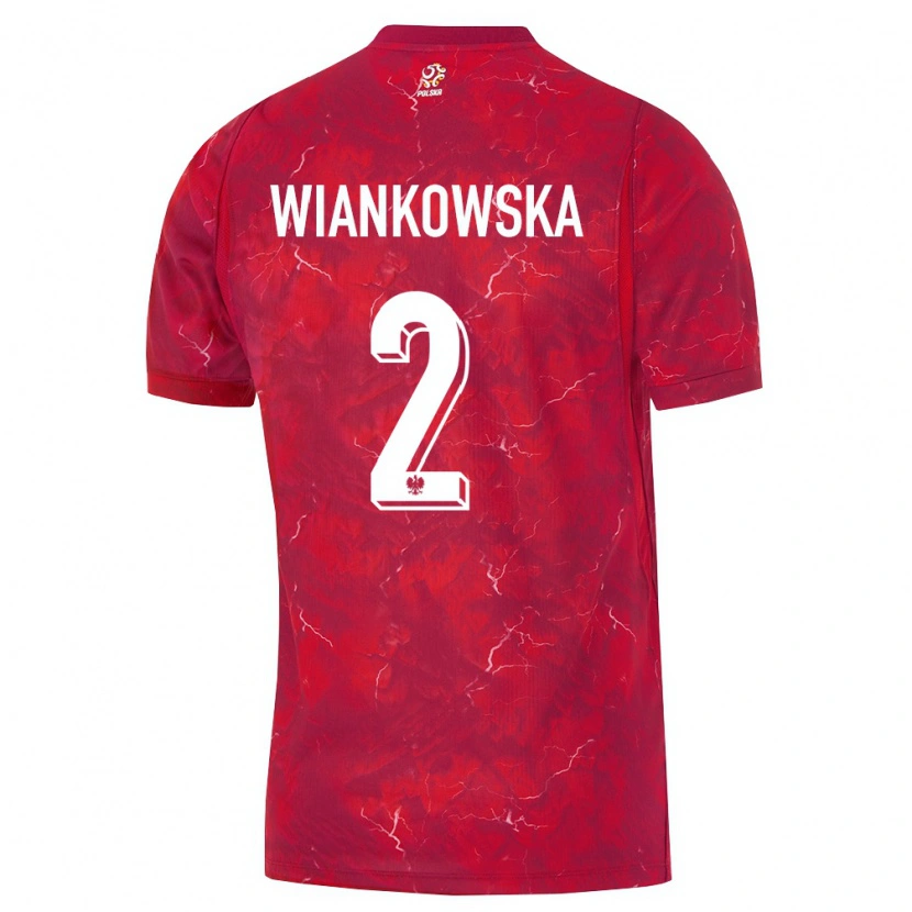 Danxen Hombre Camiseta Polonia Martyna Wiankowska #2 Rojo Blanco 2ª Equipación 26-28 La Camisa