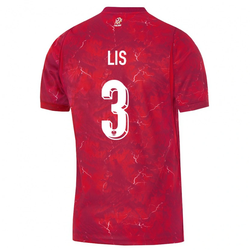 Danxen Hombre Camiseta Polonia Adrian Lis #3 Rojo Blanco 2ª Equipación 26-28 La Camisa