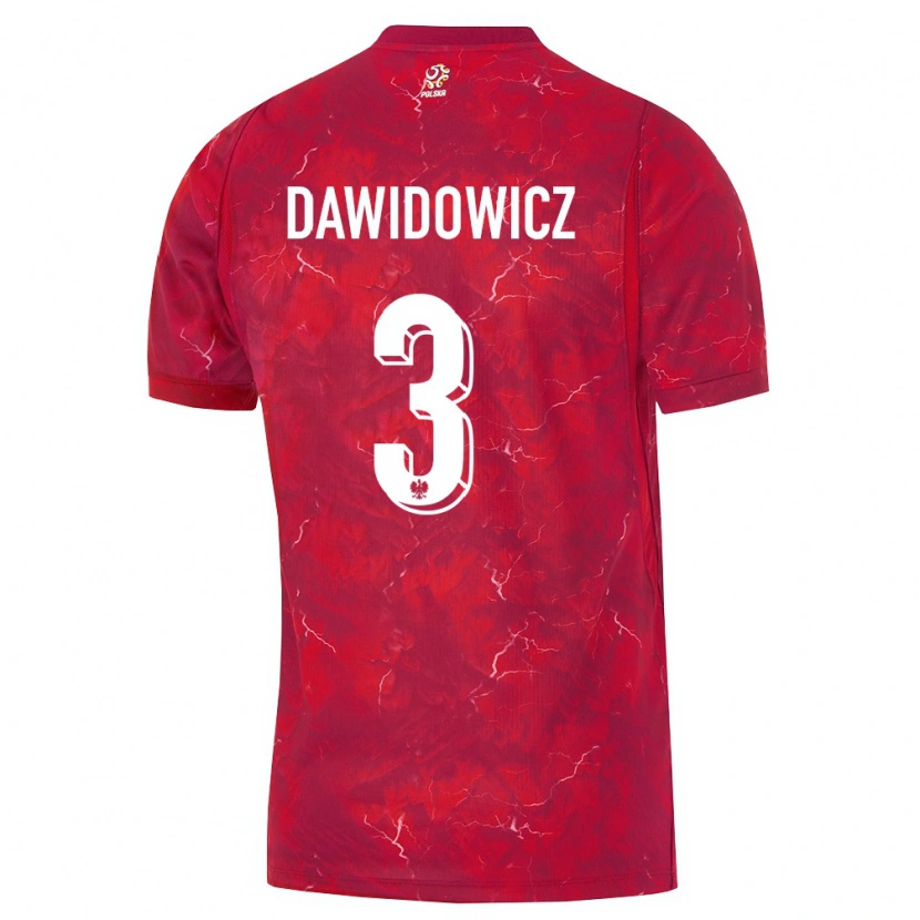 Danxen Hombre Camiseta Polonia Pawel Dawidowicz #3 Rojo Blanco 2ª Equipación 26-28 La Camisa