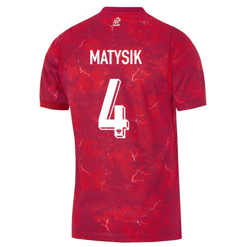 Danxen Hombre Camiseta Polonia Miłosz Matysik #4 Rojo Blanco 2ª Equipación 26-28 La Camisa