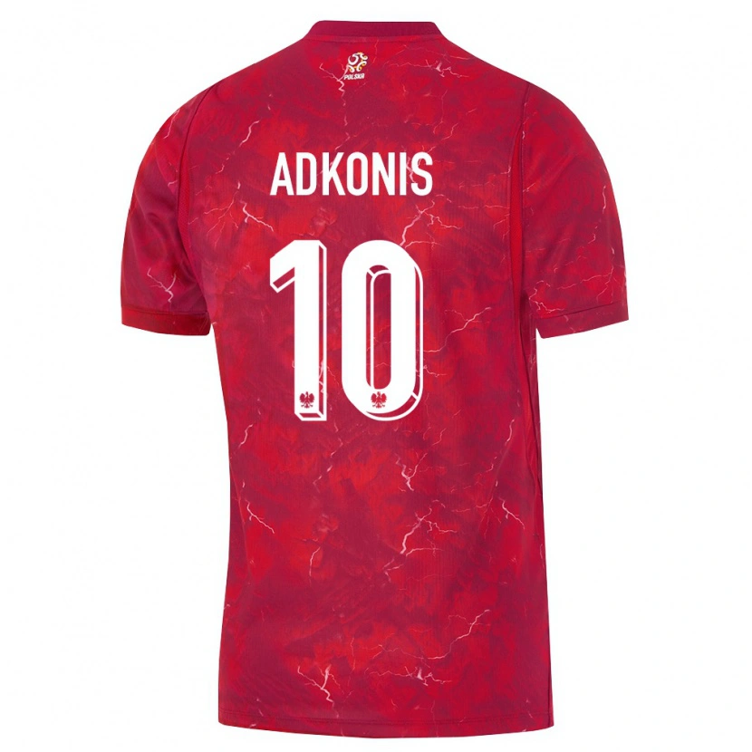 Danxen Hombre Camiseta Polonia Jakub Adkonis #10 Rojo Blanco 2ª Equipación 26-28 La Camisa