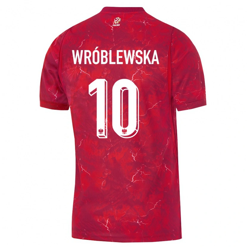 Danxen Hombre Camiseta Polonia Joanna Wroblewska #10 Rojo Blanco 2ª Equipación 26-28 La Camisa