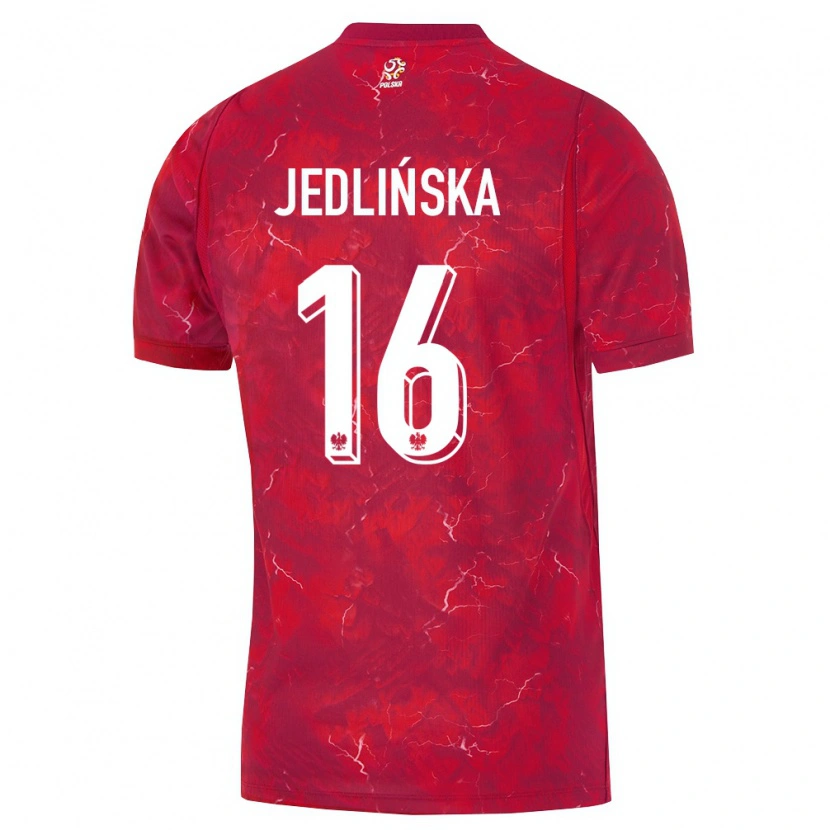 Danxen Hombre Camiseta Polonia Klaudia Jedlinska #16 Rojo Blanco 2ª Equipación 26-28 La Camisa