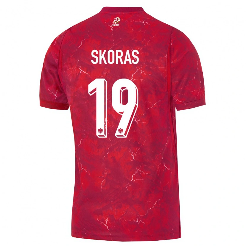 Danxen Hombre Camiseta Polonia Michal Skoras #19 Rojo Blanco 2ª Equipación 26-28 La Camisa