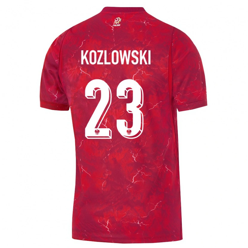 Danxen Hombre Camiseta Polonia Kacper Kozlowski #23 Rojo Blanco 2ª Equipación 26-28 La Camisa