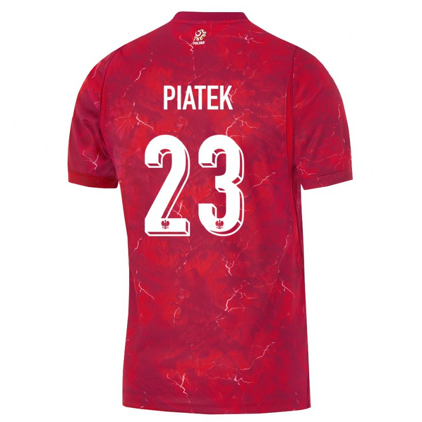 Danxen Hombre Camiseta Polonia Krzysztof Piatek #23 Rojo Blanco 2ª Equipación 26-28 La Camisa