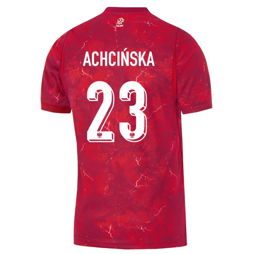 Danxen Hombre Camiseta Polonia Adriana Achcinska #23 Rojo Blanco 2ª Equipación 26-28 La Camisa