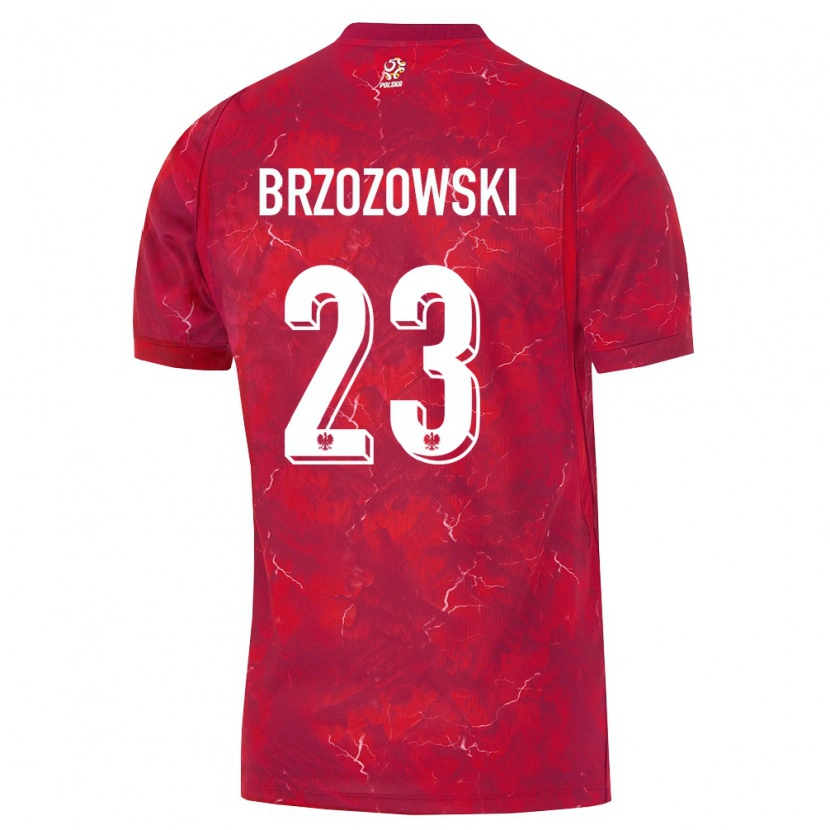 Danxen Hombre Camiseta Polonia Milosz Brzozowski #23 Rojo Blanco 2ª Equipación 26-28 La Camisa
