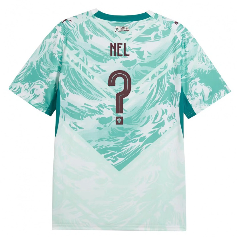 Danxen Hombre Camiseta Portugal Rafael Nel #0 Azul Cielo Blanco Verde 2ª Equipación 26-28 La Camisa