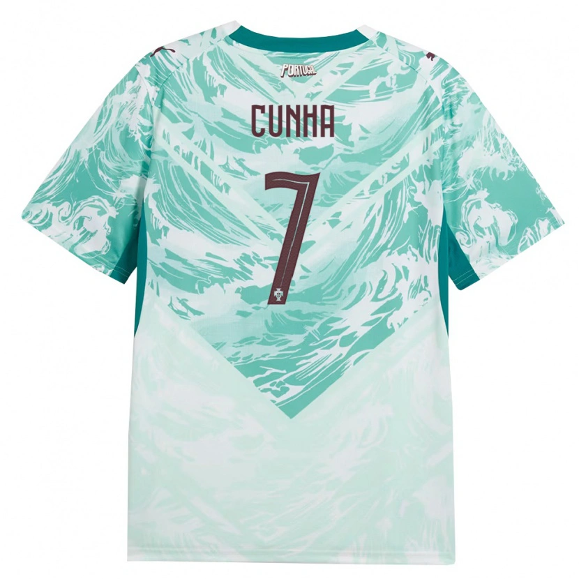Danxen Hombre Camiseta Portugal Duarte Cunha #7 Azul Cielo Blanco Verde 2ª Equipación 26-28 La Camisa