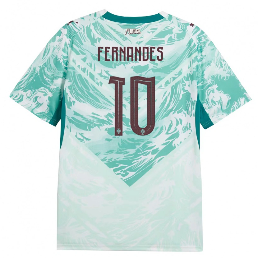 Danxen Hombre Camiseta Portugal Francisco Fernandes #10 Azul Cielo Blanco Verde 2ª Equipación 26-28 La Camisa