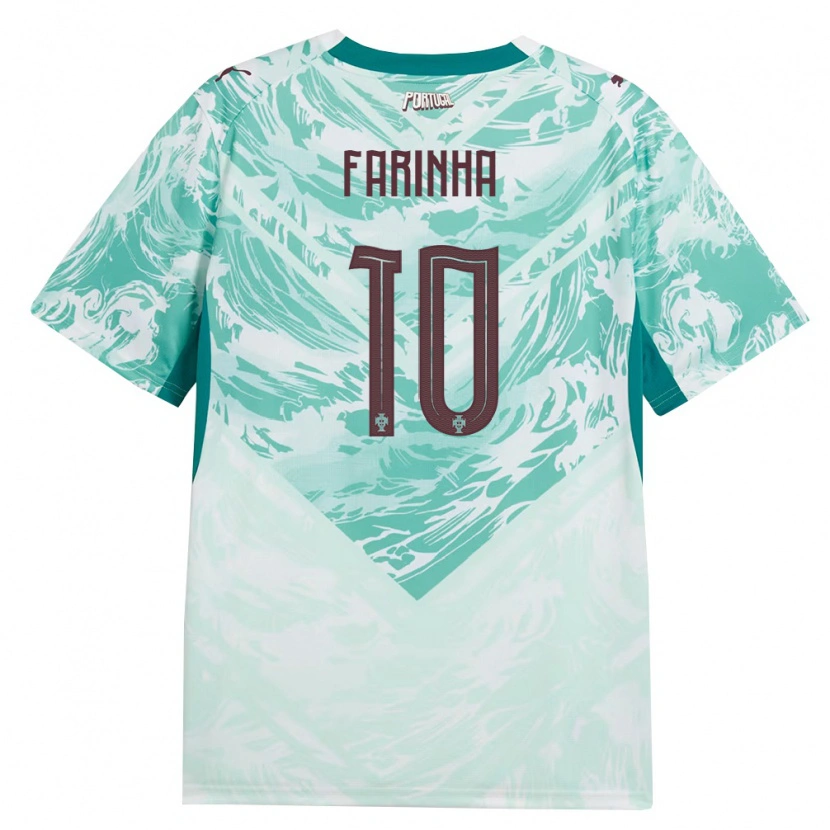 Danxen Hombre Camiseta Portugal Diego Farinha #10 Azul Cielo Blanco Verde 2ª Equipación 26-28 La Camisa