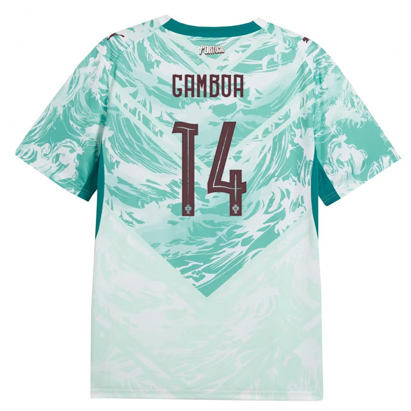 Danxen Hombre Camiseta Portugal Sandro Gambôa #14 Azul Cielo Blanco Verde 2ª Equipación 26-28 La Camisa