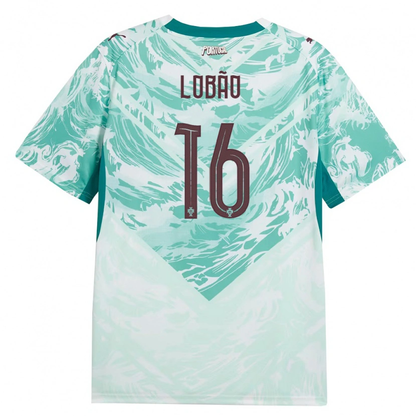 Danxen Hombre Camiseta Portugal Diogo Lobao #16 Azul Cielo Blanco Verde 2ª Equipación 26-28 La Camisa