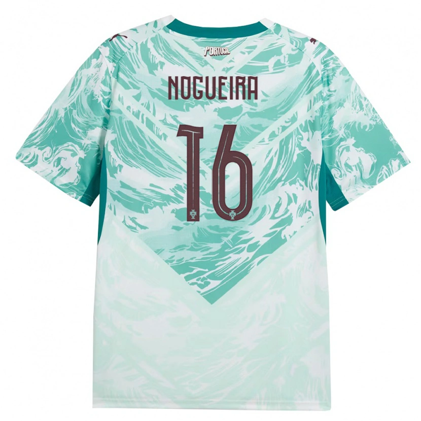 Danxen Hombre Camiseta Portugal Rodrigo Nogueira #16 Azul Cielo Blanco Verde 2ª Equipación 26-28 La Camisa