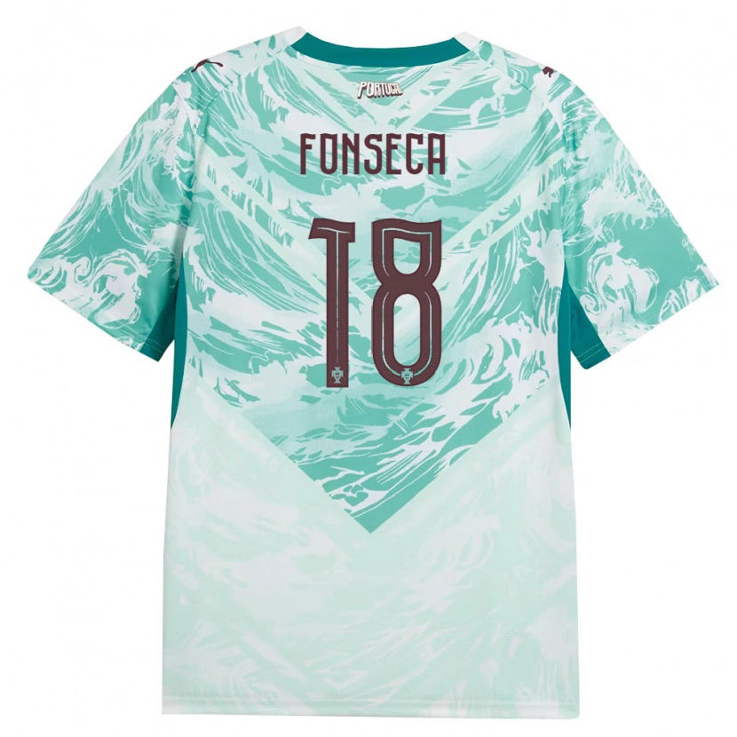 Danxen Hombre Camiseta Portugal Simão Fonseca #18 Azul Cielo Blanco Verde 2ª Equipación 26-28 La Camisa