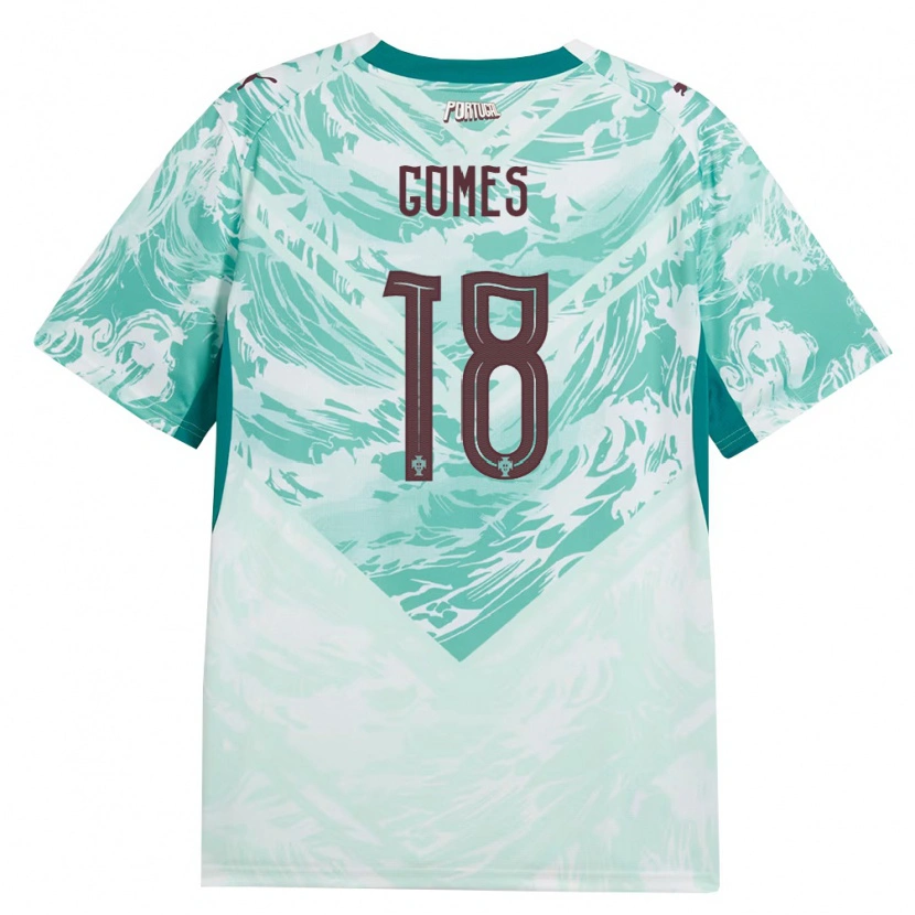 Danxen Hombre Camiseta Portugal Andre Gomes #18 Azul Cielo Blanco Verde 2ª Equipación 26-28 La Camisa