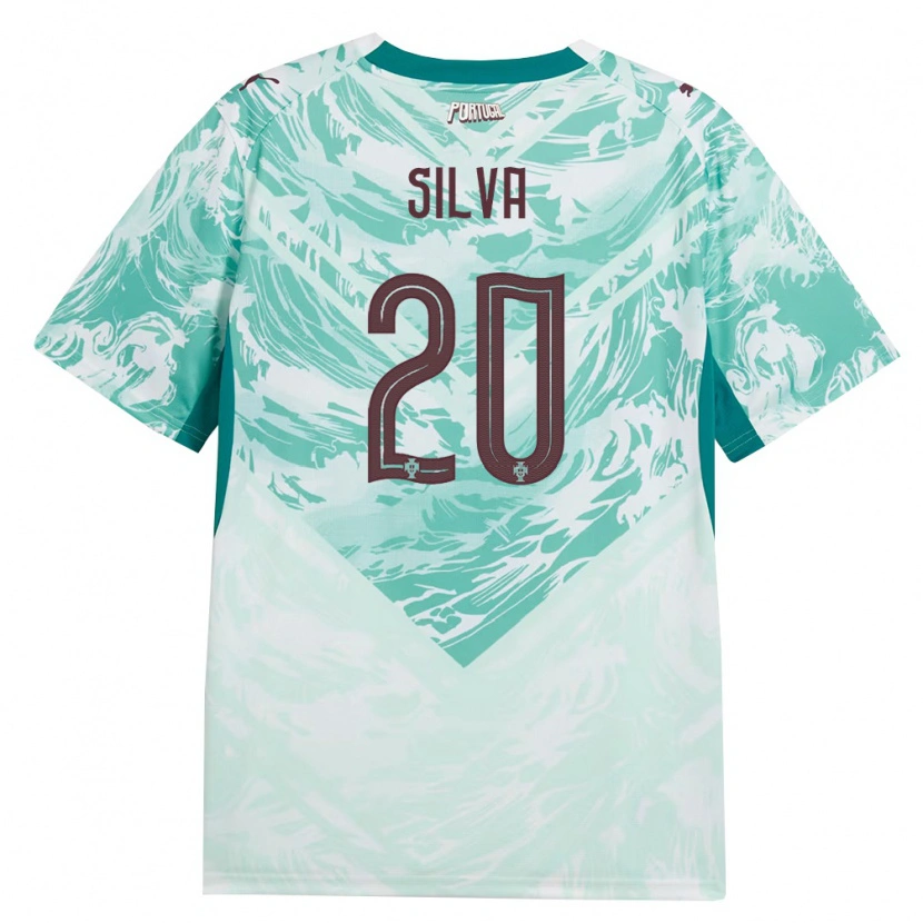 Danxen Hombre Camiseta Portugal Fabio Silva #20 Azul Cielo Blanco Verde 2ª Equipación 26-28 La Camisa