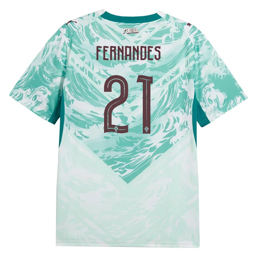 Danxen Hombre Camiseta Portugal Roger Fernandes #21 Azul Cielo Blanco Verde 2ª Equipación 26-28 La Camisa
