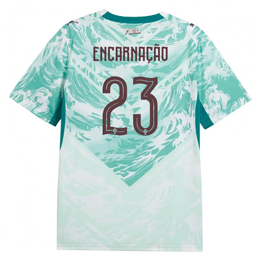 Danxen Hombre Camiseta Portugal Telma Encarnacao #23 Azul Cielo Blanco Verde 2ª Equipación 26-28 La Camisa
