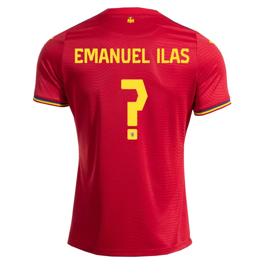 Danxen Hombre Camiseta Rumania Emanuel Ilaș #0 Rojo Marino Amarillo 2ª Equipación 26-28 La Camisa