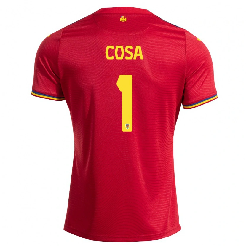 Danxen Hombre Camiseta Rumania Tudor Coşa #1 Rojo Marino Amarillo 2ª Equipación 26-28 La Camisa