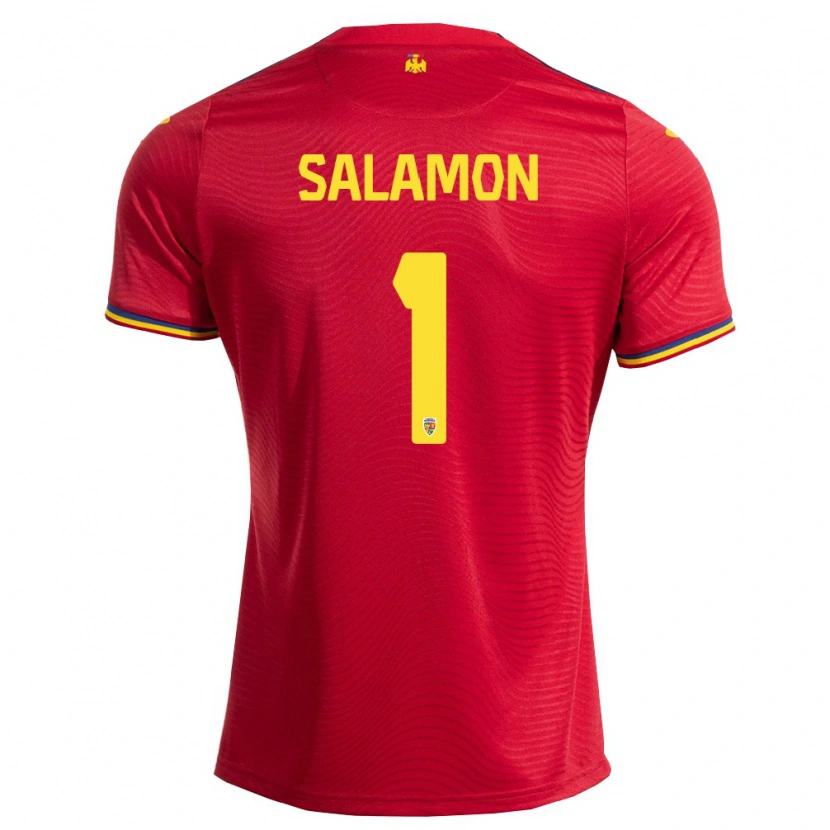 Danxen Hombre Camiseta Rumania Szidonia Salamon #1 Rojo Marino Amarillo 2ª Equipación 26-28 La Camisa