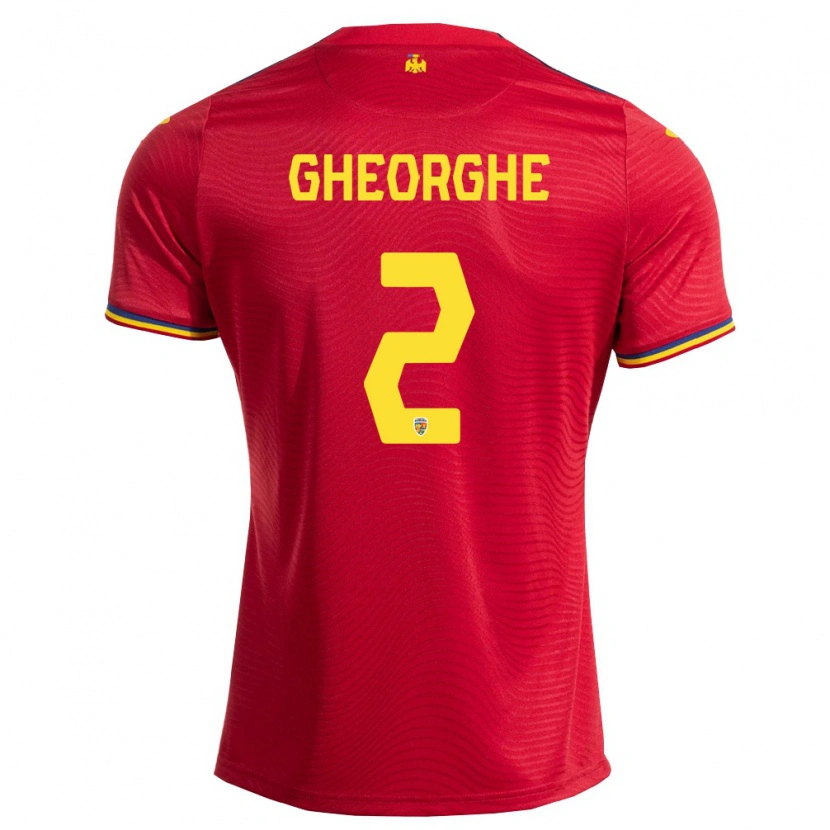 Danxen Hombre Camiseta Rumania Costyn Gheorghe #2 Rojo Marino Amarillo 2ª Equipación 26-28 La Camisa